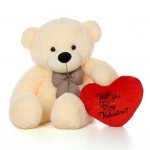 4 Feet Peach Big Bow Teddy Bear holding Will You Be My Valentine heart